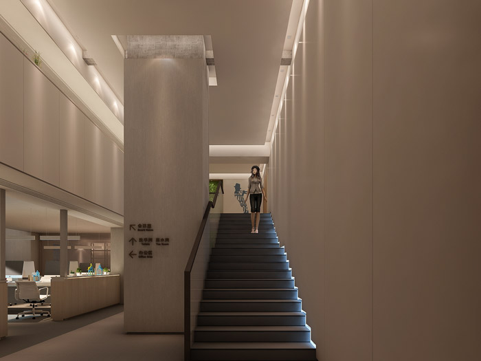 新中式办公室楼梯设计装修效果图