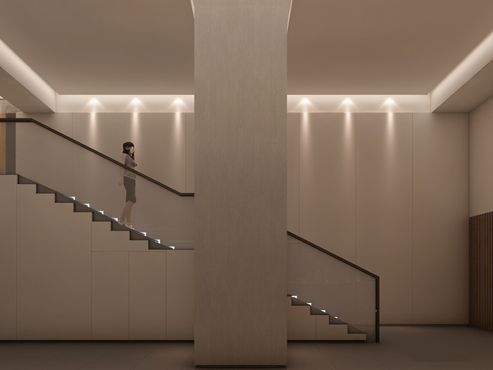 新中式办公室楼梯设计装修效果图