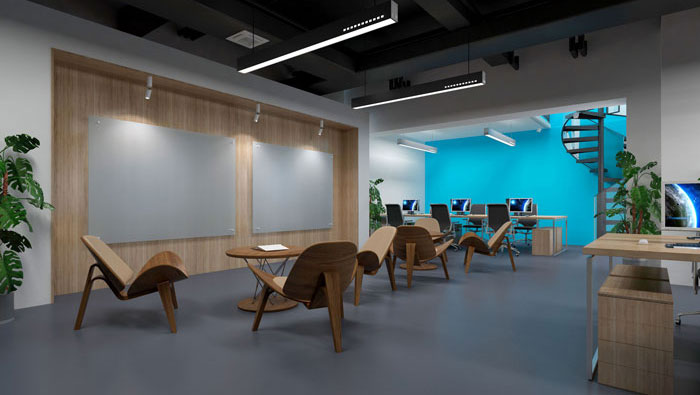 900平方教育行业办公室前台装修设计案例效果图